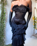 Vintage Early 2000’s Ruffle Strapless Gown (M)
