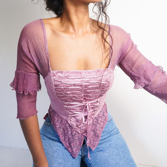 Rare Vintage 90’s Deadstock Lace Up Boho Top (S)