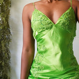 Vintage Y2K Green Satin Gown (S)
