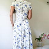 Vintage floral cotton lace up dress.