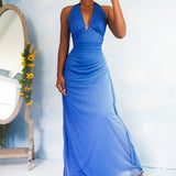 Vintage Y2K Sparkly Blue Gradient Gown (M)