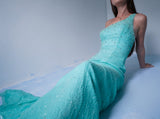 Vintage layered beaded silk gown.
