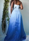 Vintage Y2K Ombre Beaded Strapless Prom Dress (S-M)