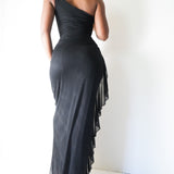 Vintage 90’s Sparkle Black One Shoulder Gown (S/M)