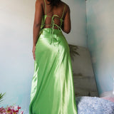 Vintage 90’s Lime Satin Gown (M)