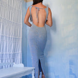Vintage 90s Glitter Backless Gown (S)