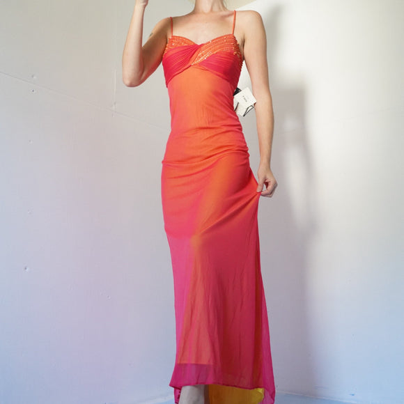 Vintage deadstock 90's layered sequence gown.