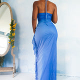 Vintage Y2K Sparkly Blue Gradient Gown (M)