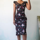 Vintage 90’s Cherry Floral Mid Length Dress (M)