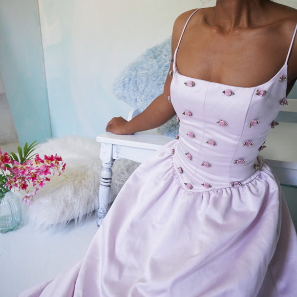Vintage 90’s Palest Lavender Fairy Rose Gown (S-M)
