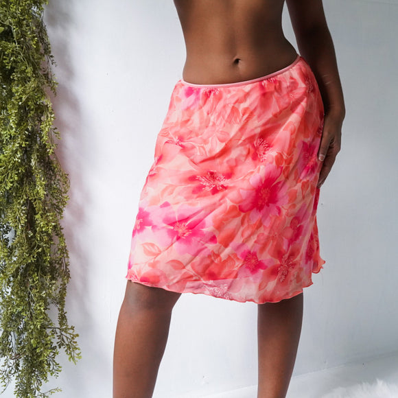 Y2K Watercolor Floral Skirt (S)