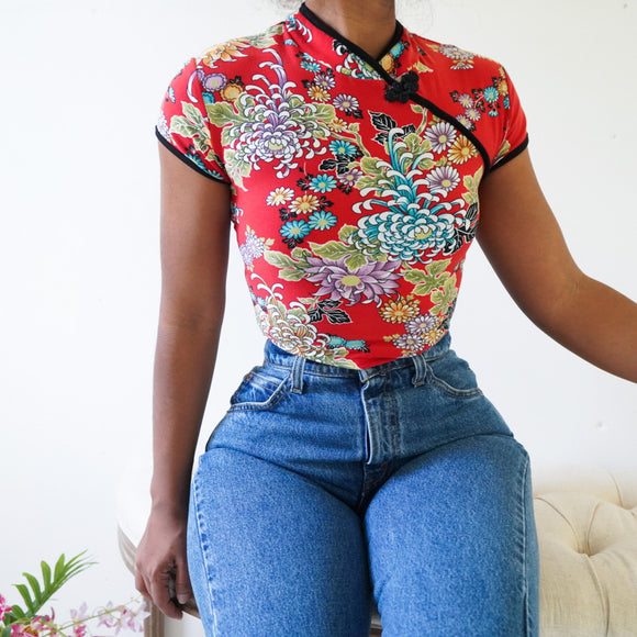 Vintage 90’s Chinoiserie Knit Top (S-M)