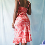 Vintage 90’s Peach Floral Linen Dress (M/L)