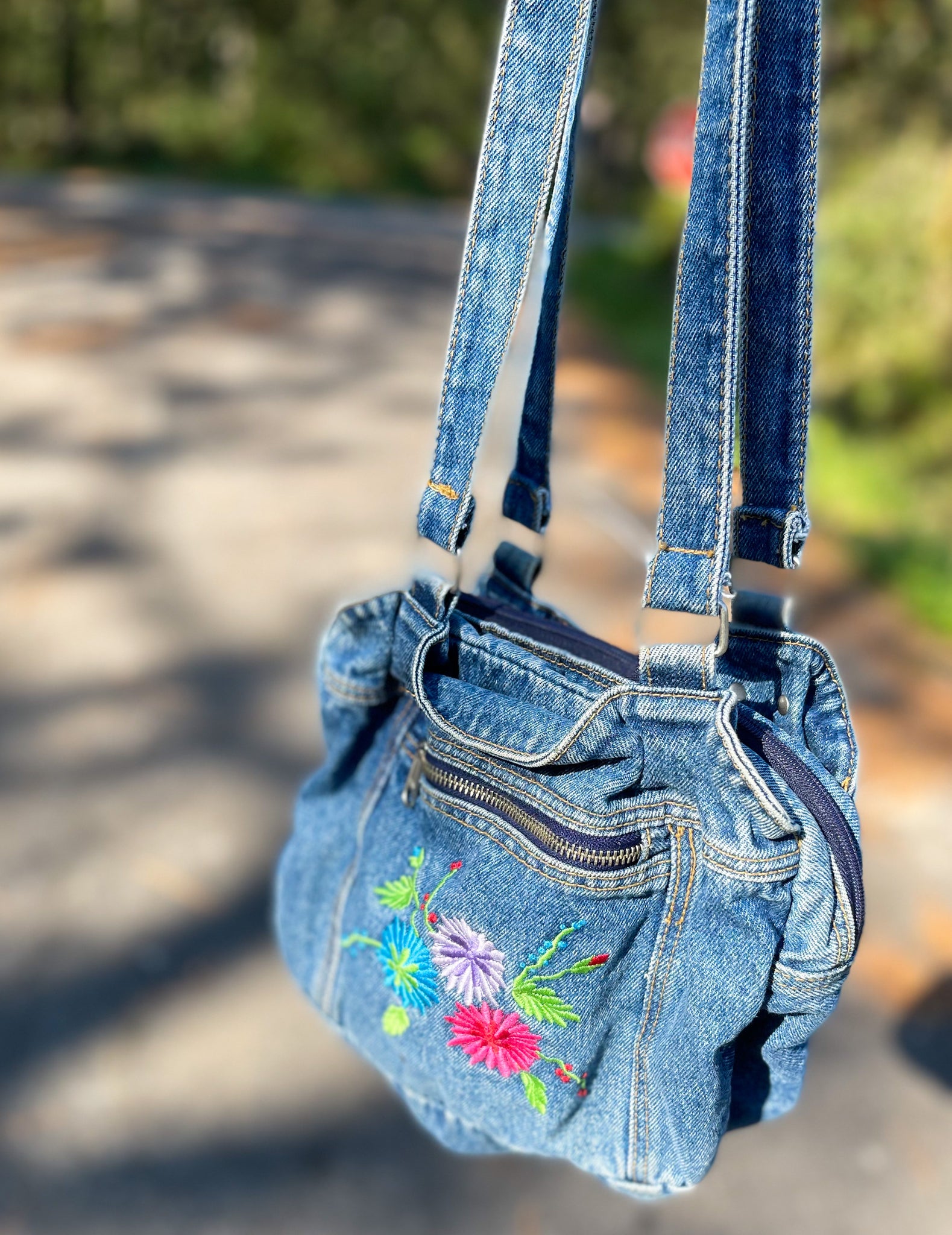 Jean Blue Boho Bag With Applique a Rose Denim Patchwork - Etsy | Blue jeans  crafts, Recycled denim, Upcycle jeans