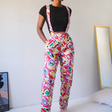 Vintage 80’s Bright Abstract Suspender Trousers (25-26”)