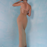Vintage 90's backless Gold glitter gown.