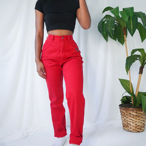 Vintage 90’s Bright Red Western Jeans (25”)
