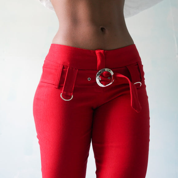 Vintage y2k Red Cropped Flare Trousers (25”)
