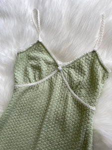 Green Textured 90’s Inspired Slip Dress