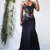 Vintage 90’s Lace Evening Dress with Beaded Capelet (XS)