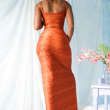 Early 00’s Burnt Orange Abstract Textured Dress (M-L)