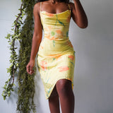 Vintage Y2K Silk Watercolor Slip Dress (M)