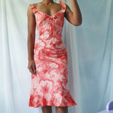 Vintage 90’s Peach Floral Linen Dress (M/L)