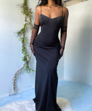 Vintage 90’s Sheer Panel Beaded Back Gown (M)