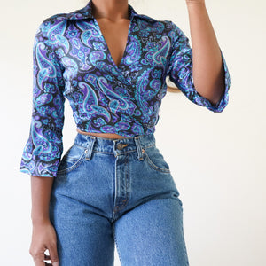 Vintage 90’s Paisley Wrap Cropped Top (XS)
