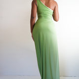 Vintage Y2K Ombré Green One Shoulder Gown (S-M)