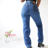 Vintage 80’s Medium Blue Wash High Waisted Straight Leg Jeans (27-28”)