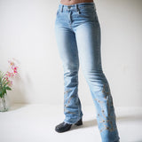 Vintage 90’s Embroidered Detail Low Rise Flares (25-26”)