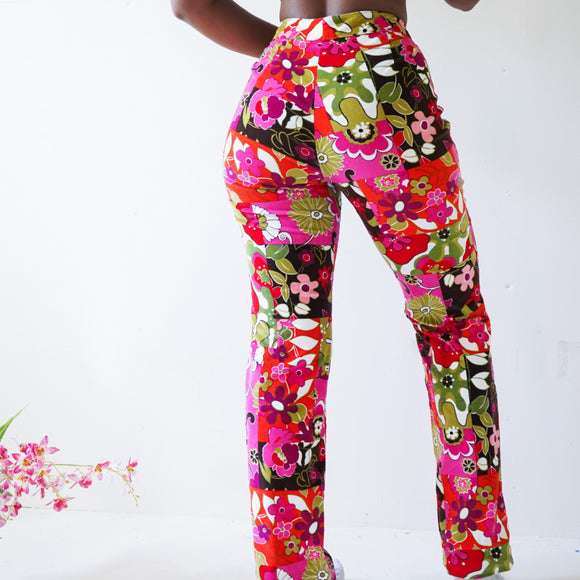 Vintage Y2K Psychedelic Floral Trousers (S-M)