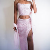 Vintage 90’s Baby Pink Paillete Covered 2 Piece (XS)