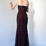 Vintage 90's layered gown with lace up back.
