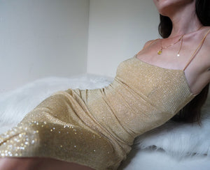 Vintage 90's Gold glitter gown.