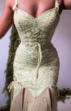 Y2K Light Sage Green Beaded Gown (XS)