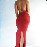 Vintage 90’s Glitter Backless Gown (M)
