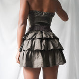Vintage Y2K Strapless Ruffle Skirt Dress (S)